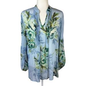 Susan Graver Blue Floral Lightweight Blouse Size Small